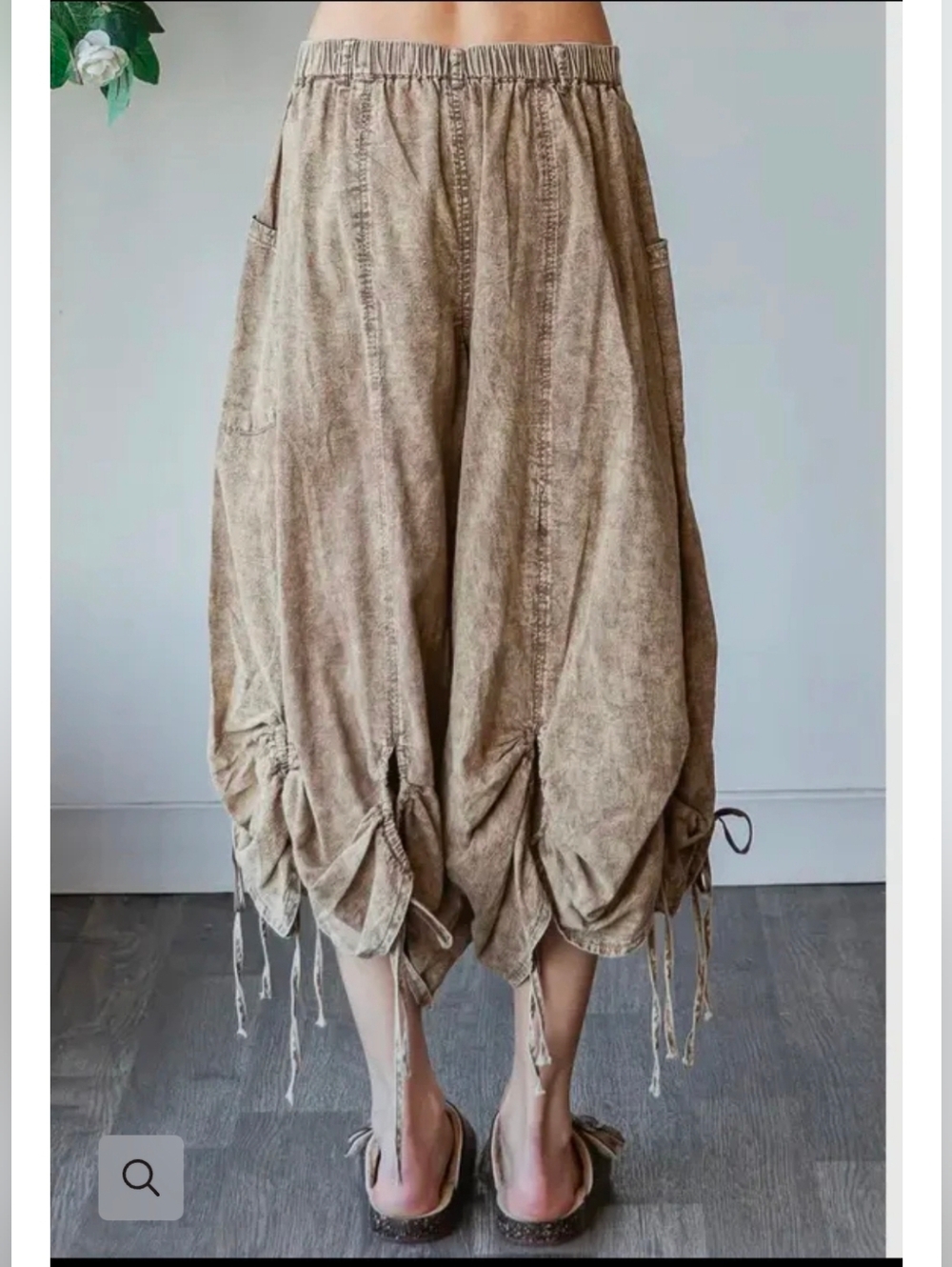 NEW!! Oli And Hali Cinched Hem Wide-Leg Crop Pants in Brown, Sz XL - Picture 4 of 7